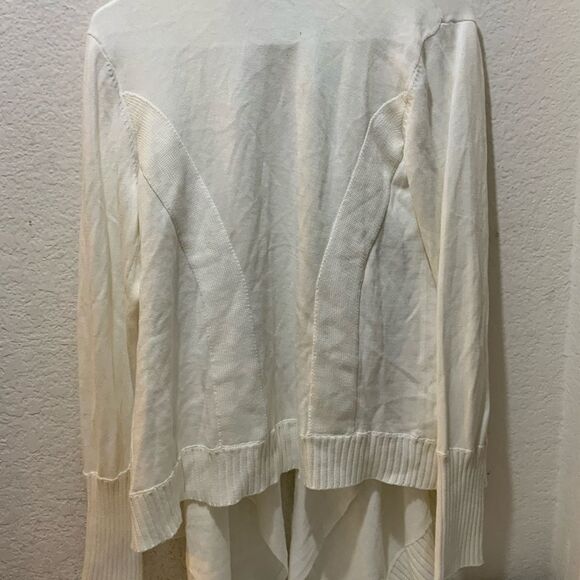 Cache Open Front Cardigan Sweater Cotton Modal Cashmere Women's M Ivory Cream - Picture 6 of 10